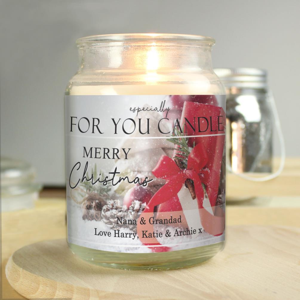 Personalised Merry Christmas Large Scented Jar Candle Extra Image 3